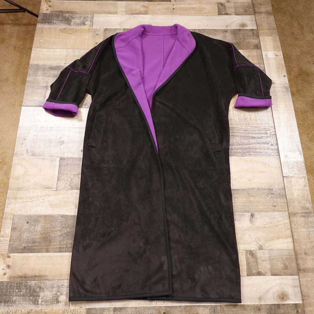 Newport News Purple Fleece & Black Suede Reversible Jacket women's medium petite